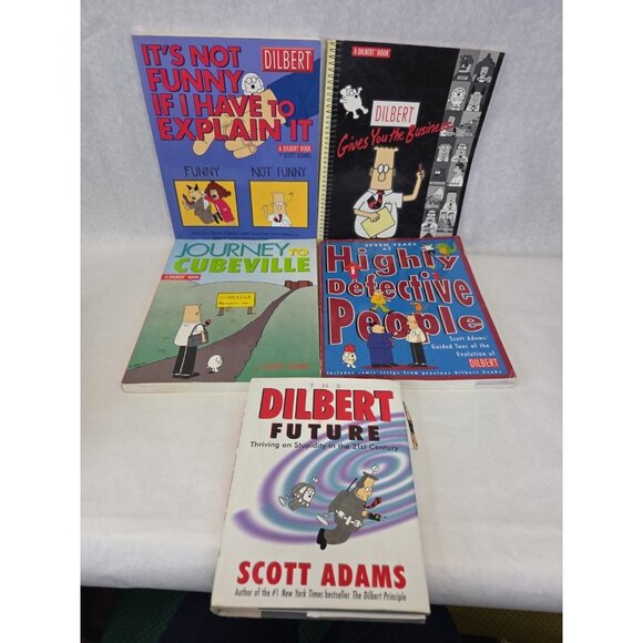 Dilbert Books Comics By Scott Adams Lot of 5 Large Paperback, Dilbert Future HB - Picture 1 of 16